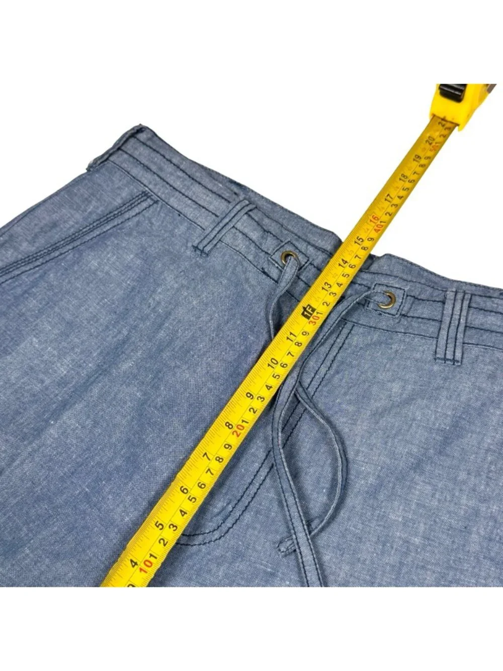 New Cubavera Linen Blend Relaxed Drawstring Pants M 32-34 Chambray Breezy